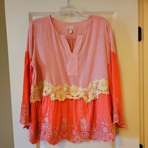 LOGO linen babydoll top, Med